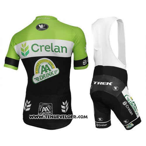 2016 Maillot Ciclismo Crelan AA Vert et Noir Manches Courtes et Cuissard